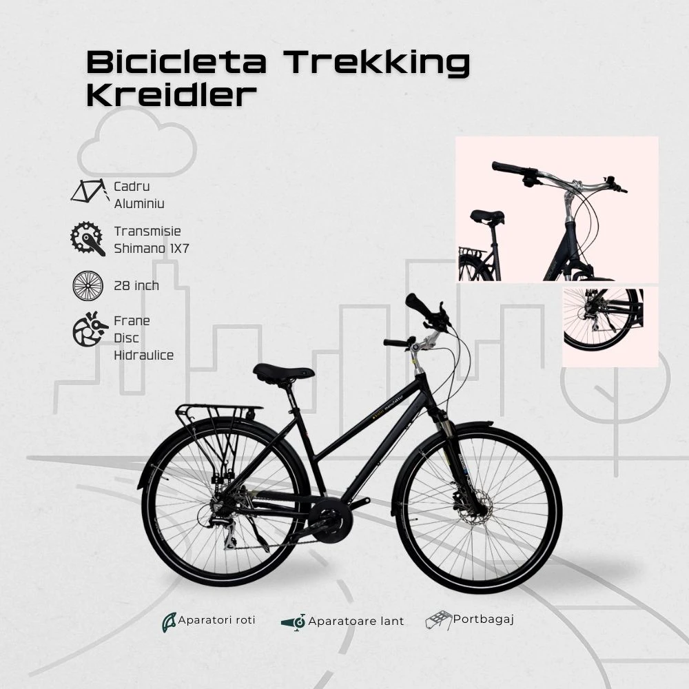 3. Bicicleta Trekking Kreidler - 28 Inch, S, Negru