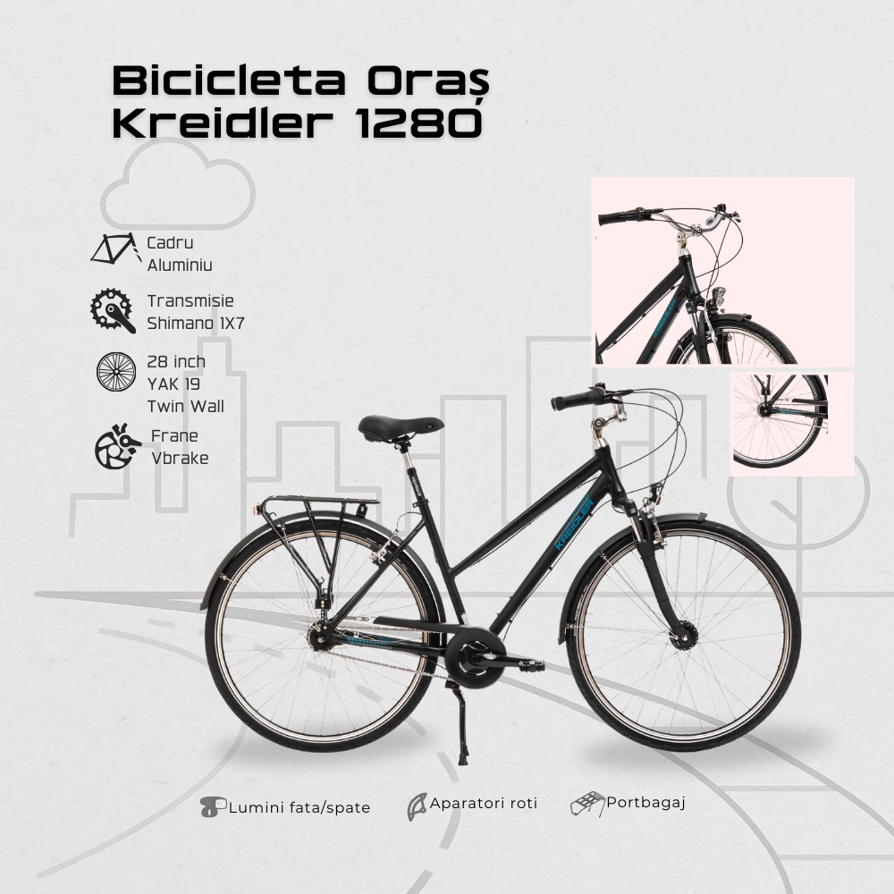 12. Bicicleta Oras Kreidler 1280 - 28 inch, L, Negru