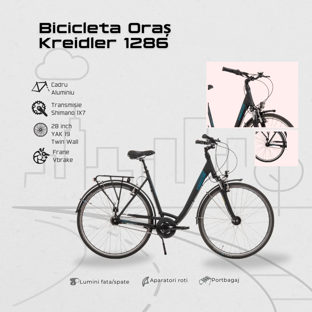 10. Bicicleta Oras Kreidler 1286 - 28 inch, M, Negru