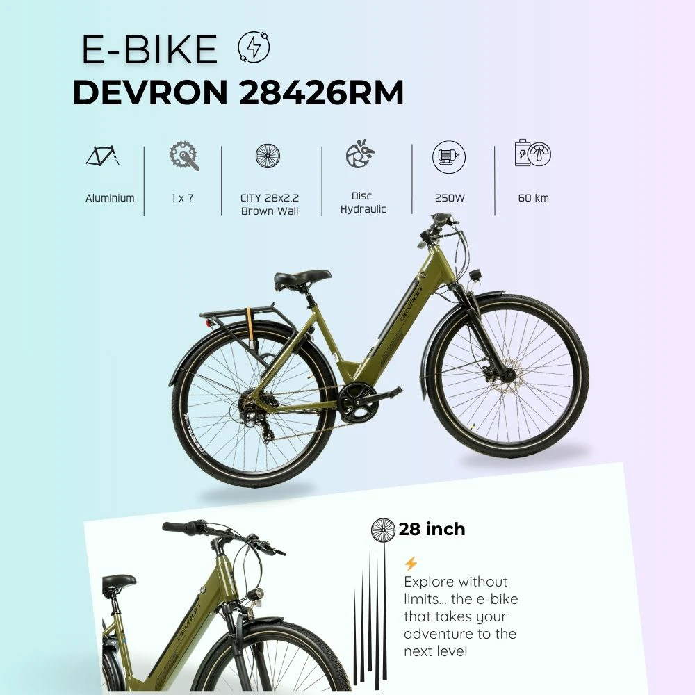 12. Bicicleta Electrica Devron 28426RM - 28 Inch, L, Verde