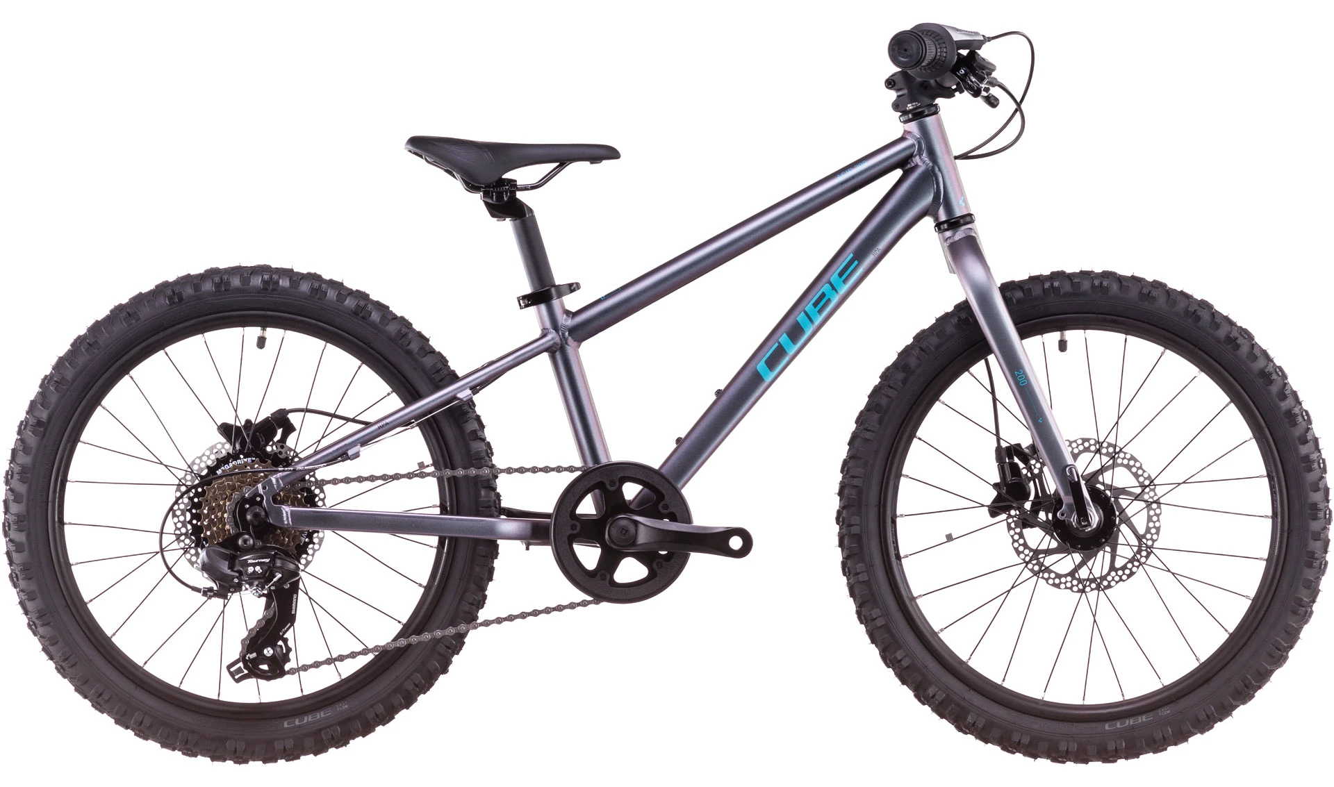 1. Bicicleta Copii Cube Acid 200 Disc Galactic Cyan 2026 - 20 inch, Violet-Albastru