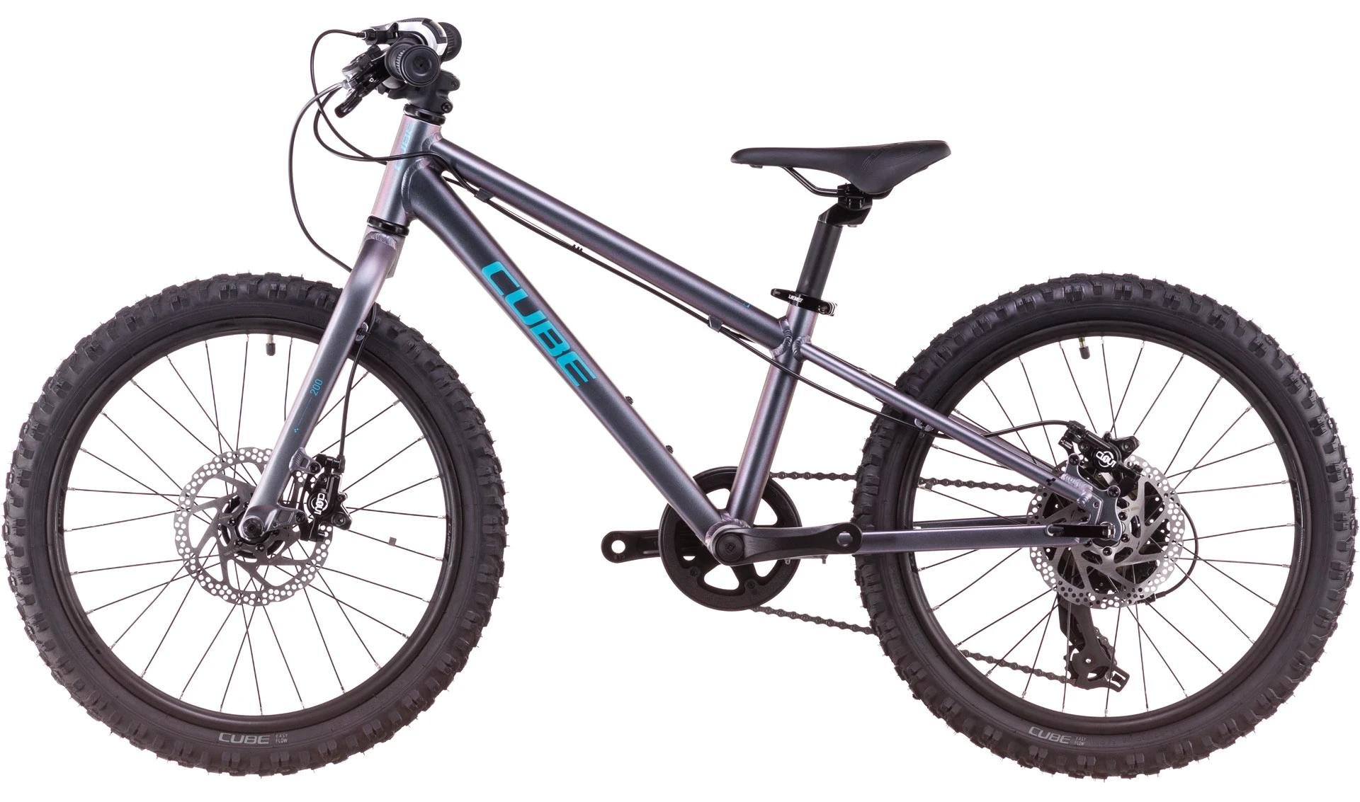 5. Bicicleta Copii Cube Acid 200 Disc Galactic Cyan 2026 - 20 inch, Violet-Albastru