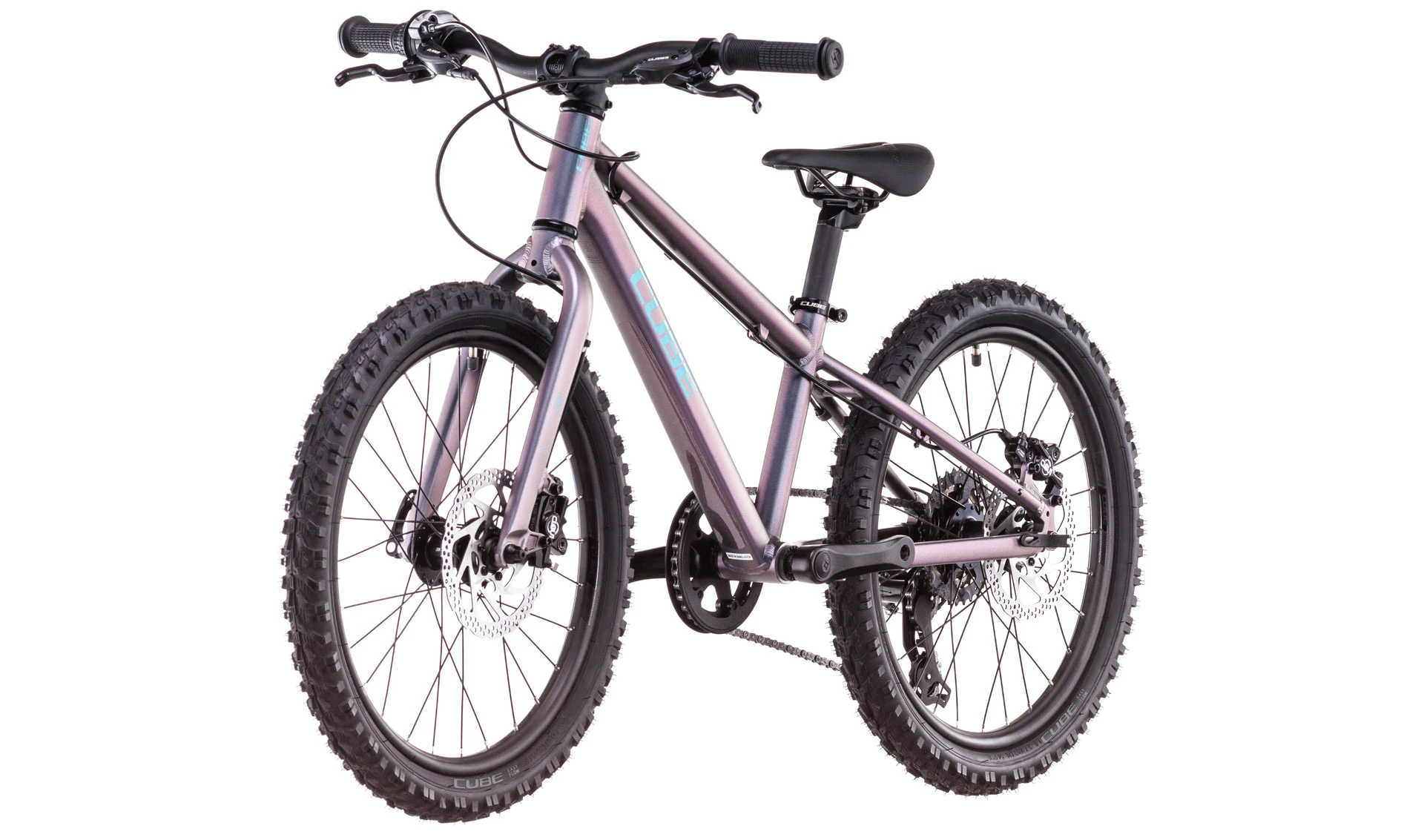 4. Bicicleta Copii Cube Acid 200 Disc Galactic Cyan 2026 - 20 inch, Violet-Albastru