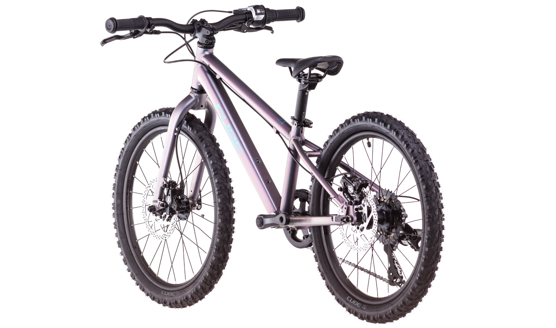 6. Bicicleta Copii Cube Acid 200 Disc Galactic Cyan 2026 - 20 inch, Violet-Albastru