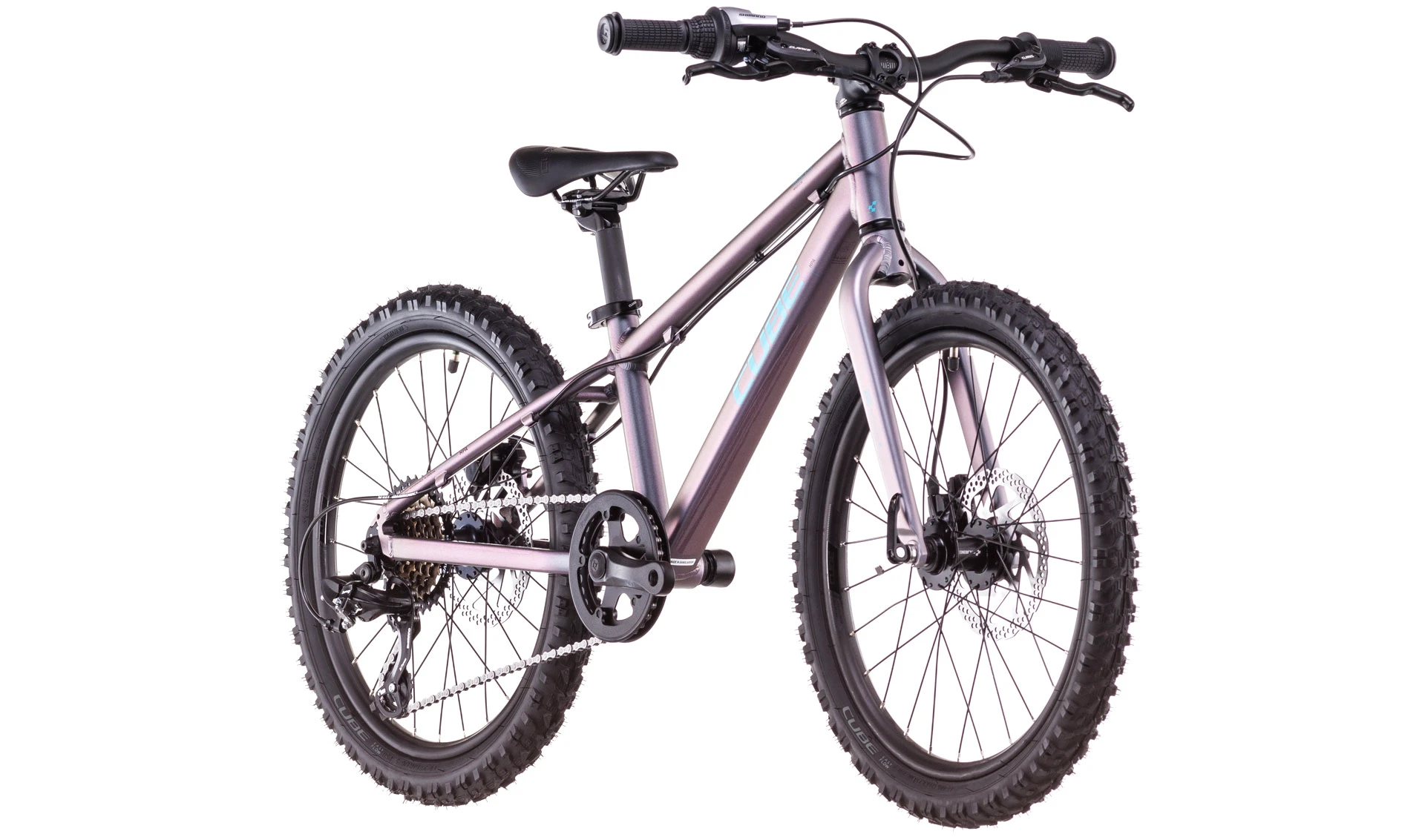 2. Bicicleta Copii Cube Acid 200 Disc Galactic Cyan 2026 - 20 inch, Violet-Albastru