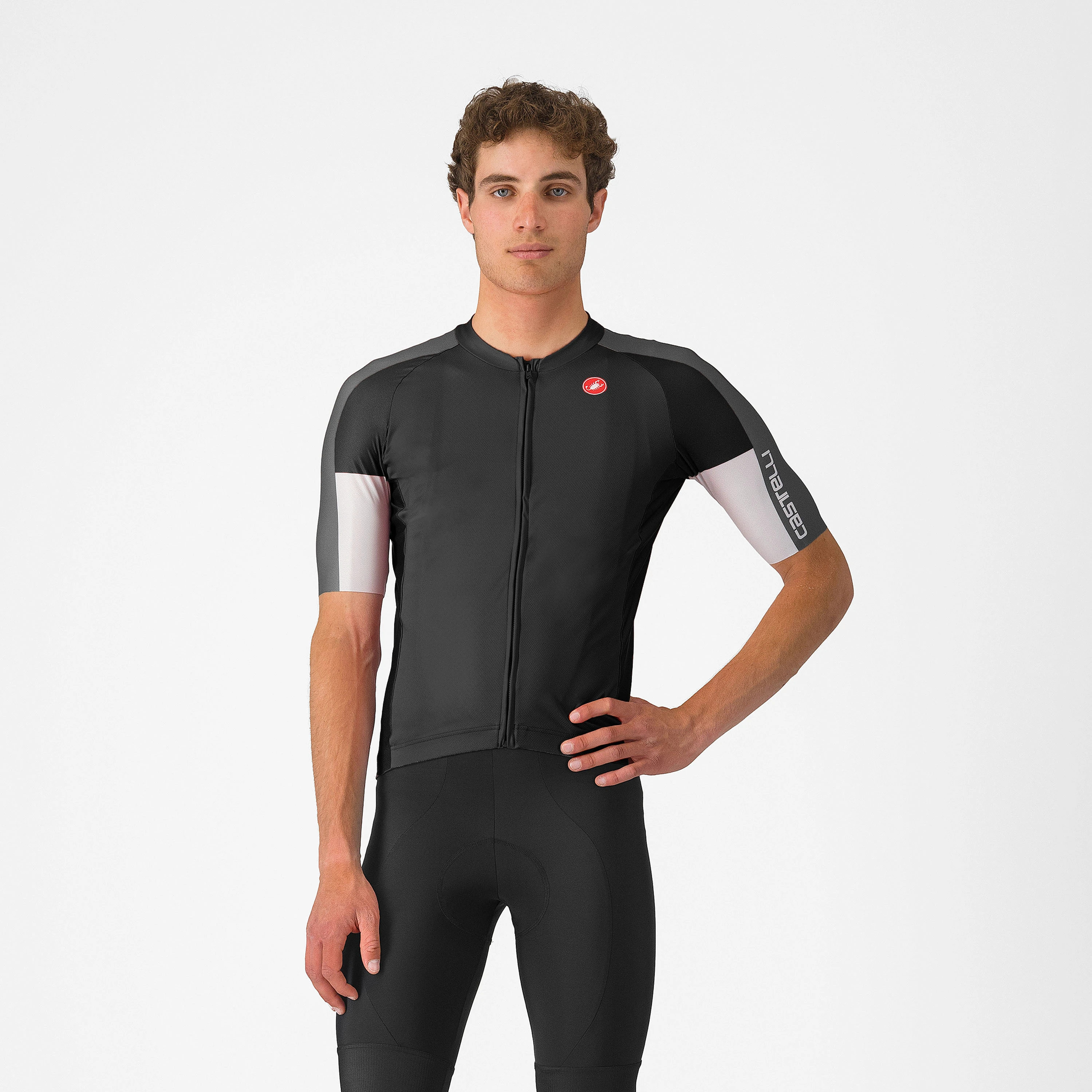 1. Castelli - tricou ciclism maneca scurta regular fit - Entrata 6 Jersey - negru | gri