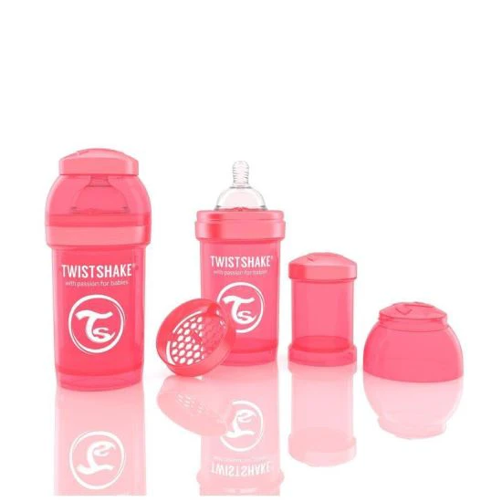 1. Biberon Anticolici Twistshake 180 ml, Roz Deschis