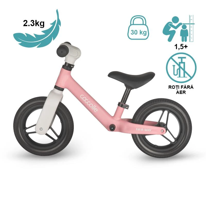 11. Bicicleta fara pedale Coccolle First Way, Blush Pink