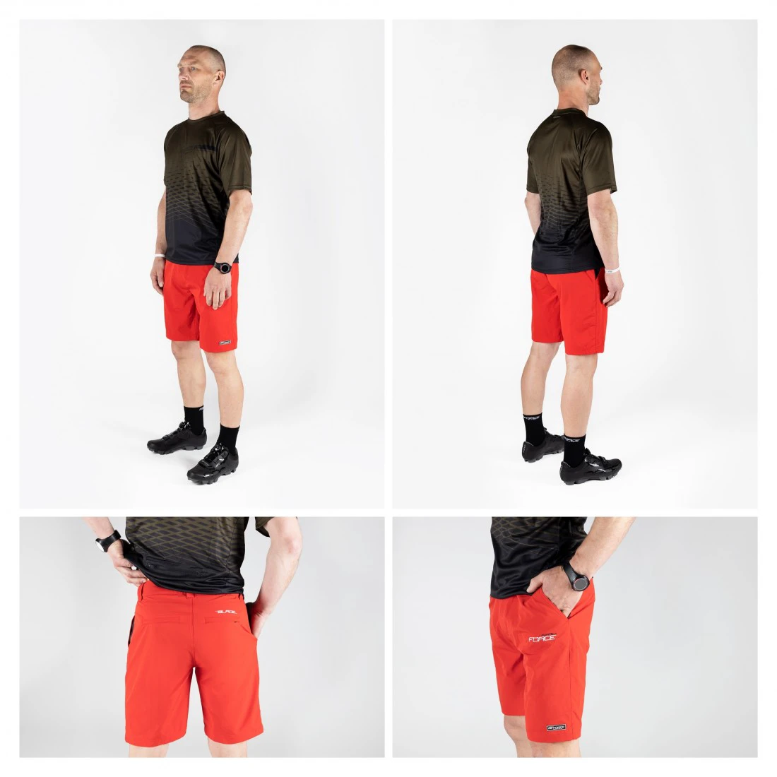 5. Pantaloni Force Blade MTB cu sub-pantaloni cu bazon rosu L