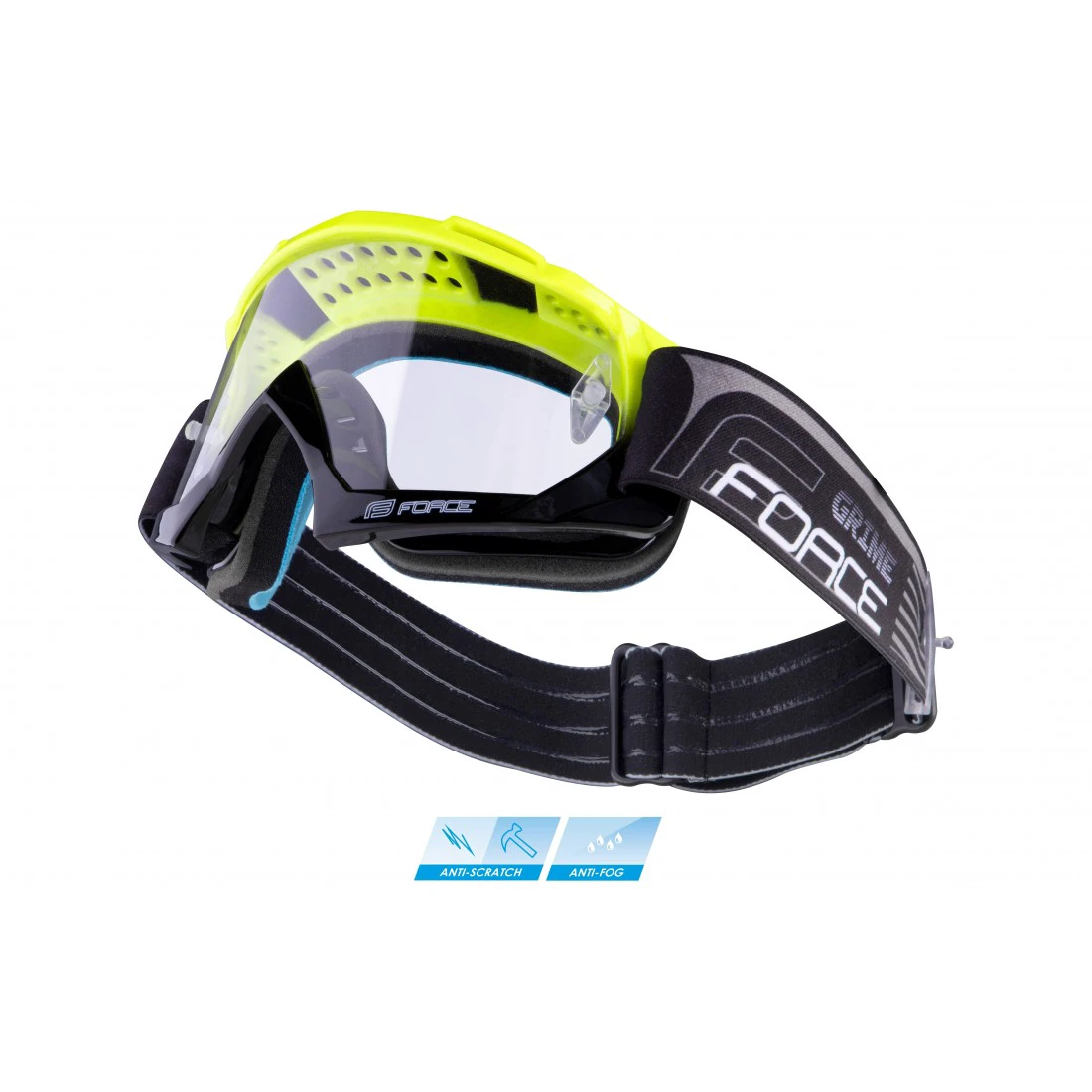 1. Ochelari Force GRIME negru-fluo lentile transparente + 10 tear offs