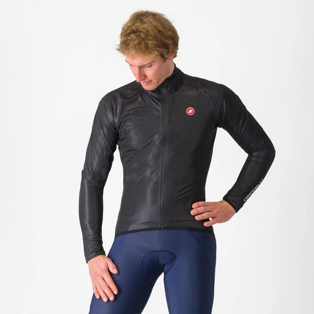1. Jacheta de ploaie Castelli Squall Shell, pentru barbati, negru deschis/gri argintiu, L