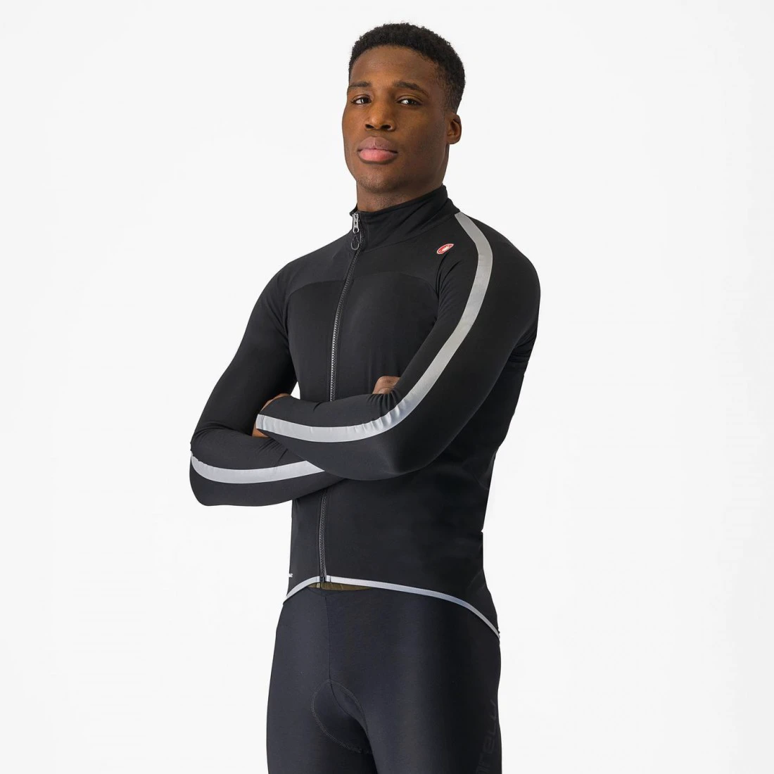 1. Jacheta de ploaie Castelli Ultra Rain Cape, pentru barbati, negru/argintiu reflex, L
