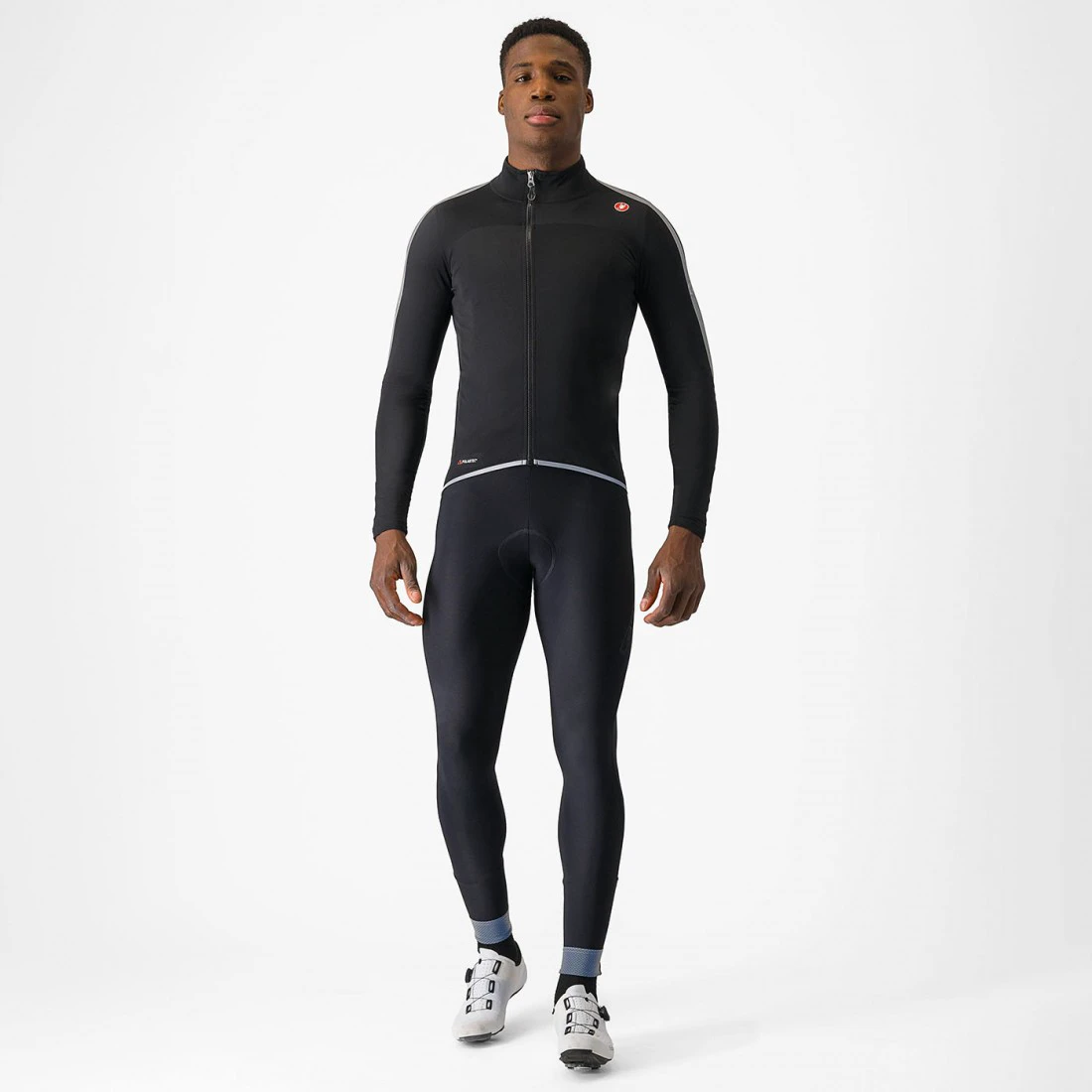 3. Jacheta de ploaie Castelli Ultra Rain Cape, pentru barbati, negru/argintiu reflex, L