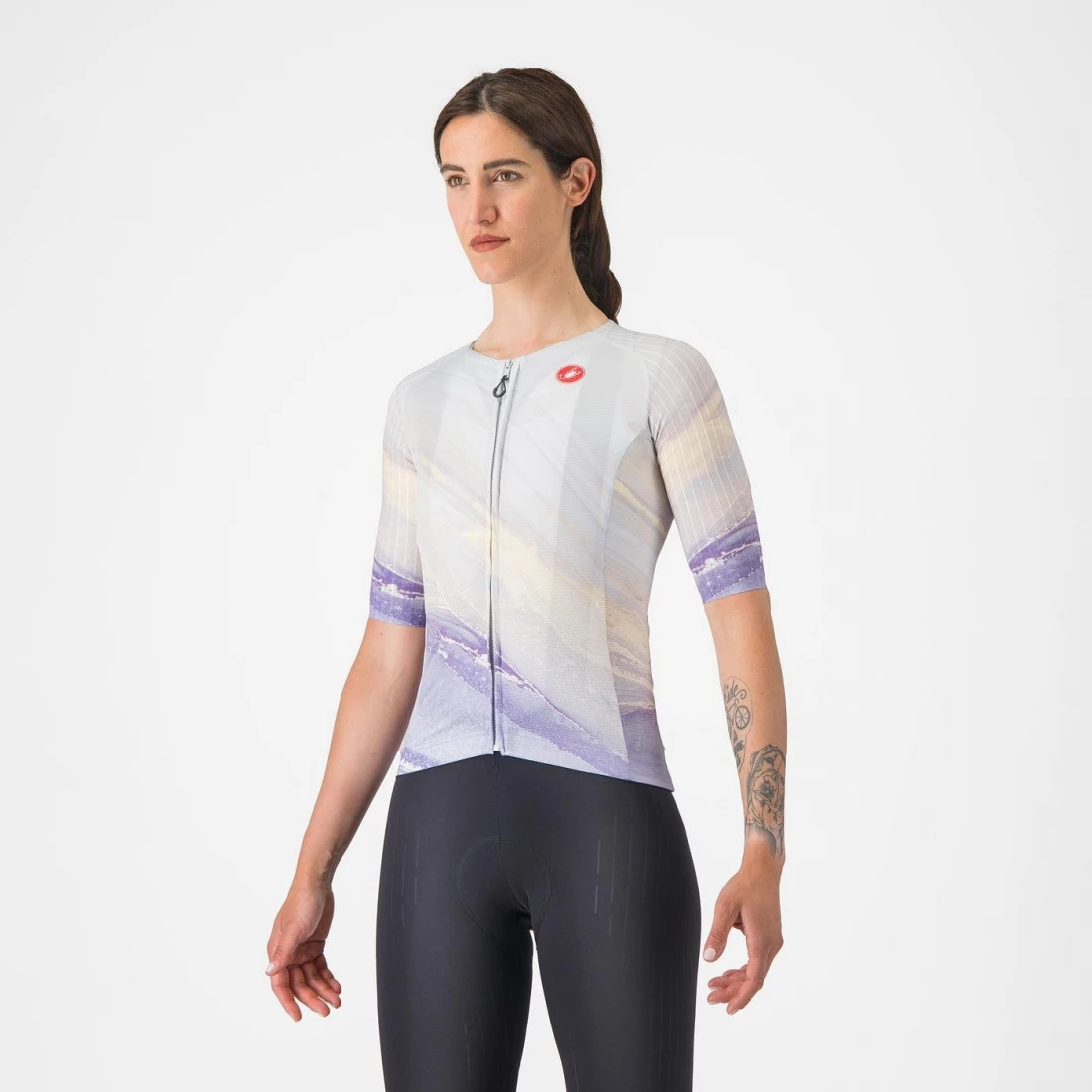1. Tricou cu maneca scurta Castelli Aero PRO 8S W, pentru femei, violet multicolor, M