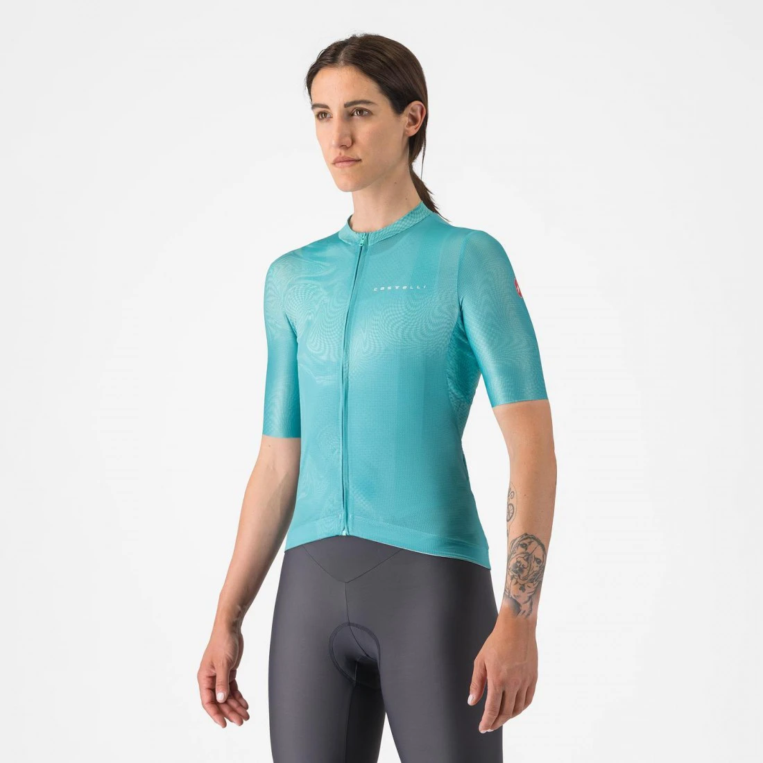 1. Tricou cu maneca scurta Castelli Fantasia, pentru femei, albastru piscina, M