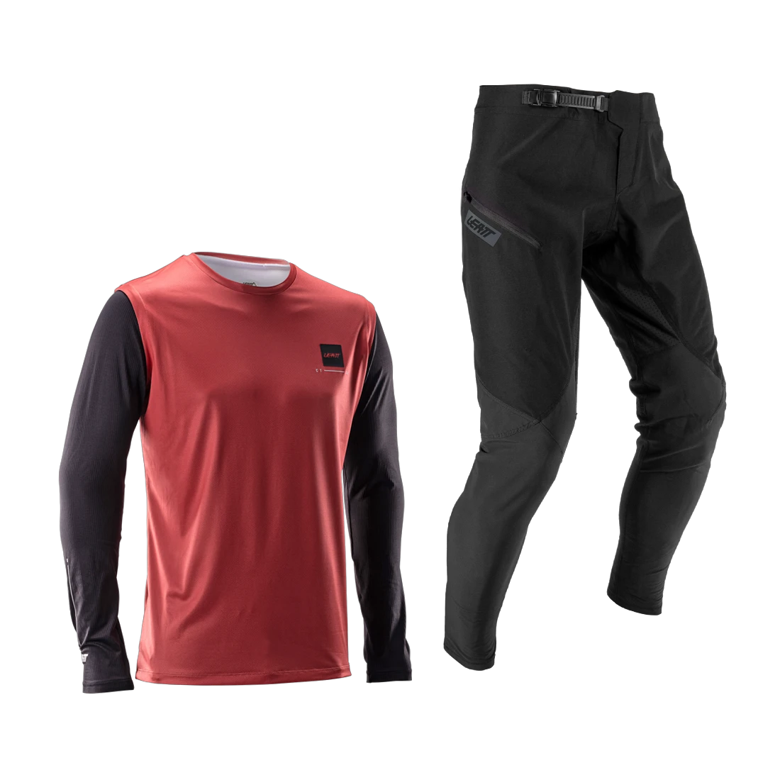 1. Bluza si Pantaloni Leatt Ride Kit MTB Gravity 1.0 Jr Dusty Red XL