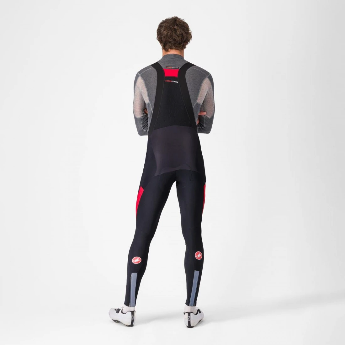 3. Pantaloni lungi cu bretele Castelli Sorpasso RoS Negru/Rosu M