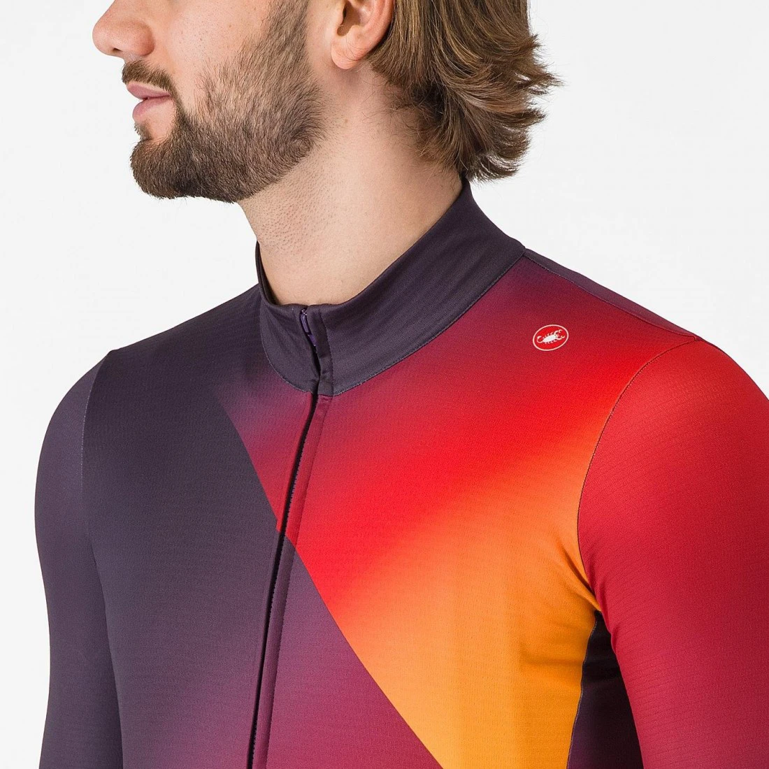 5. Tricou cu maneca lunga Castelli Amplify Thermal Mov/Rosu/Galben L
