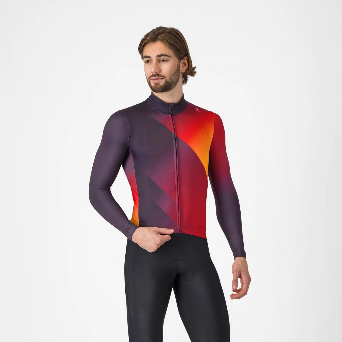1. Tricou cu maneca lunga Castelli Amplify Thermal Mov/Rosu/Galben XL