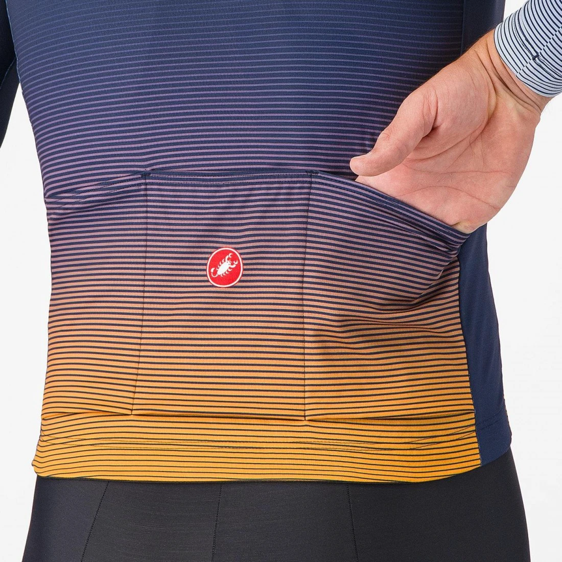 3. Tricou cu maneca lunga Castelli Apice Thermal Albastru Belgian/Portocaliu M