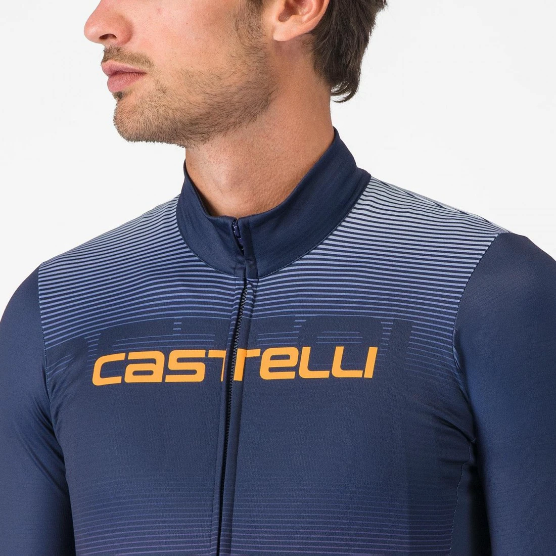 5. Tricou cu maneca lunga Castelli Apice Thermal Albastru Belgian/Portocaliu XL