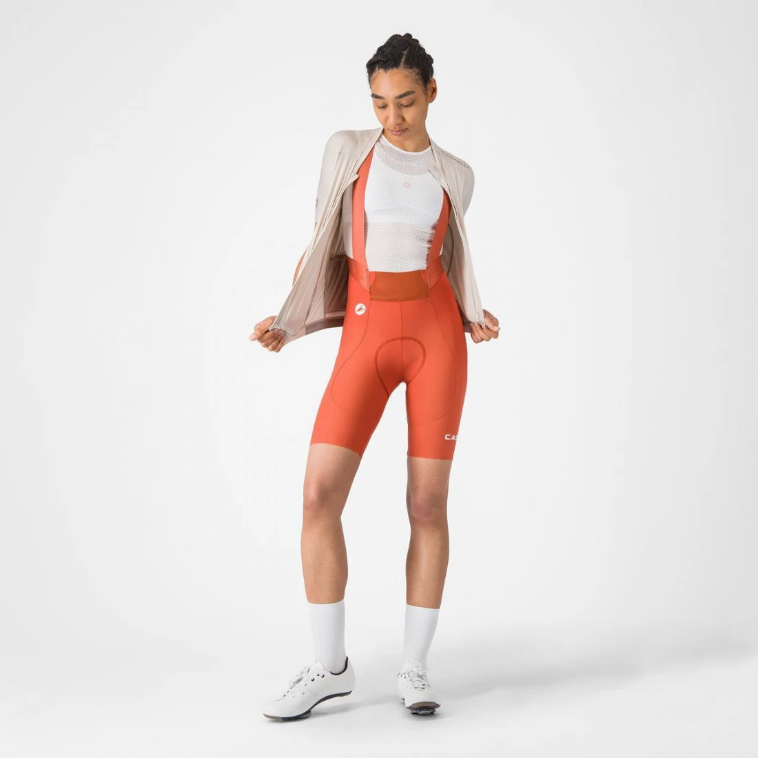 8. Pantaloni scurti cu bretele Castelli Espresso 2 W DT, pentru femei, paprika XS