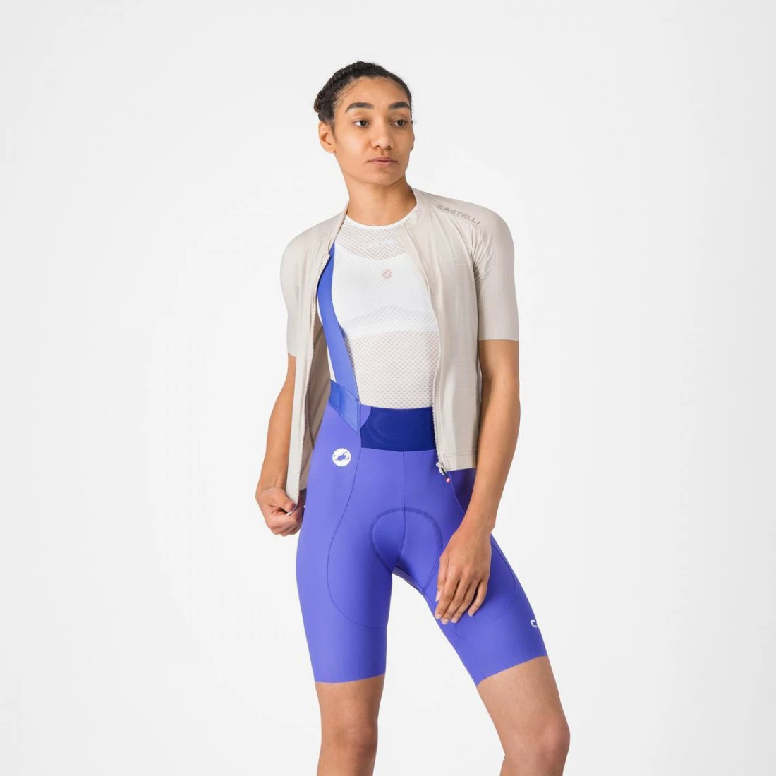 1. Pantaloni scurti cu bretele Castelli Espresso 2 W DT, pentru femei, violet M