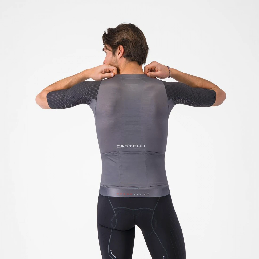 3. Tricou cu maneca scurta Castelli Aero Race 8s, pentru barbati, gri inchis XXL