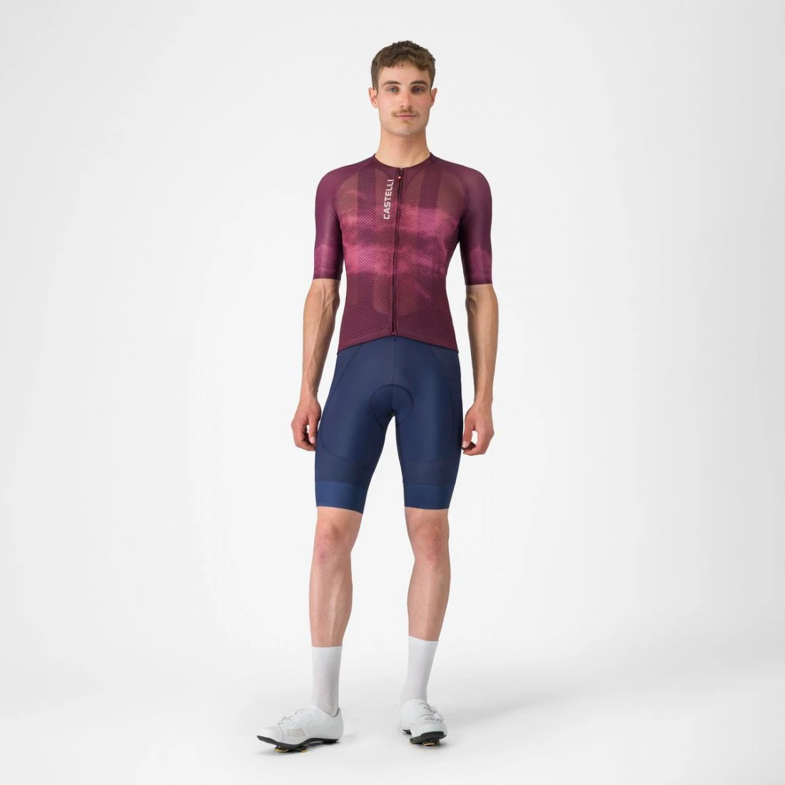 6. Tricou cu maneca scurta Castelli Climbers A/C, pentru barbati, alb/bordo M