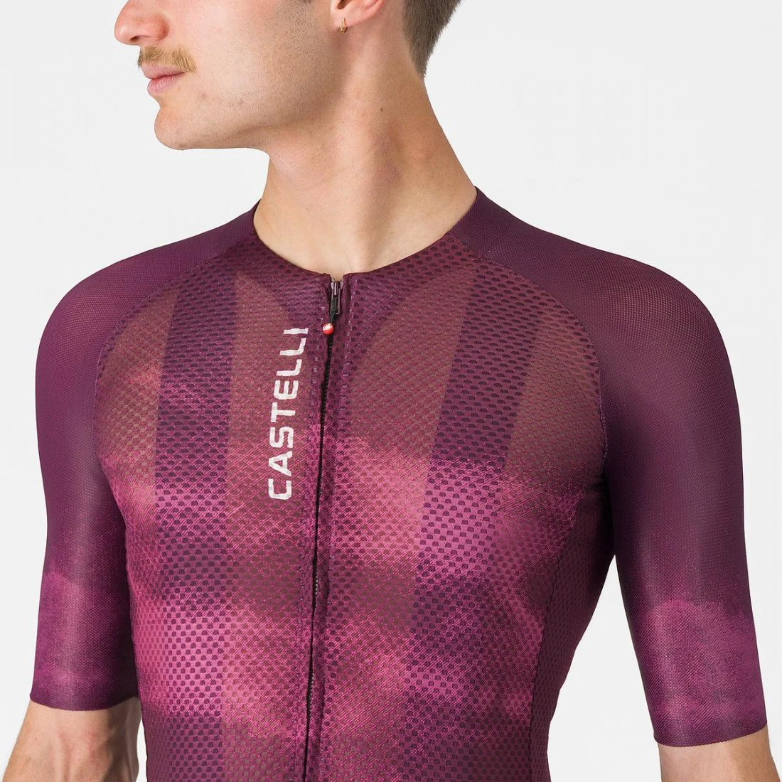 3. Tricou cu maneca scurta Castelli Climbers A/C, pentru barbati, alb/bordo M