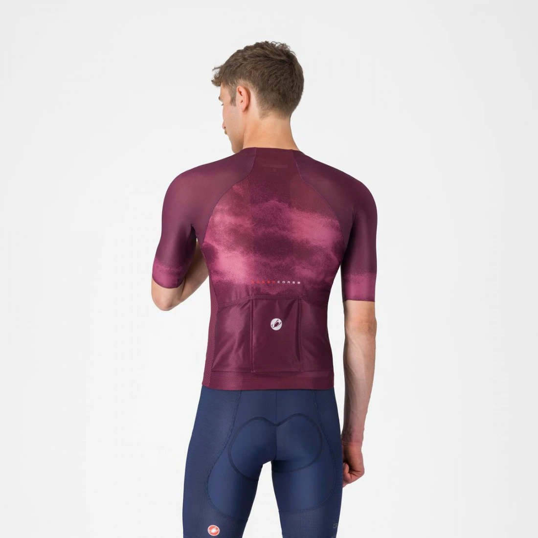 2. Tricou cu maneca scurta Castelli Climbers A/C, pentru barbati, alb/bordo XXL