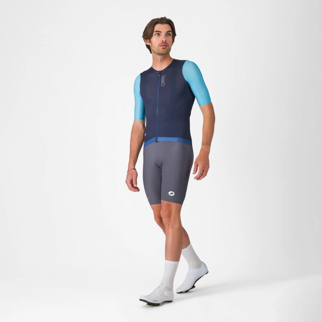 2. Tricou cu maneca scurta Castelli Corretto, pentru barbati, albastru neon/albastru belgian M