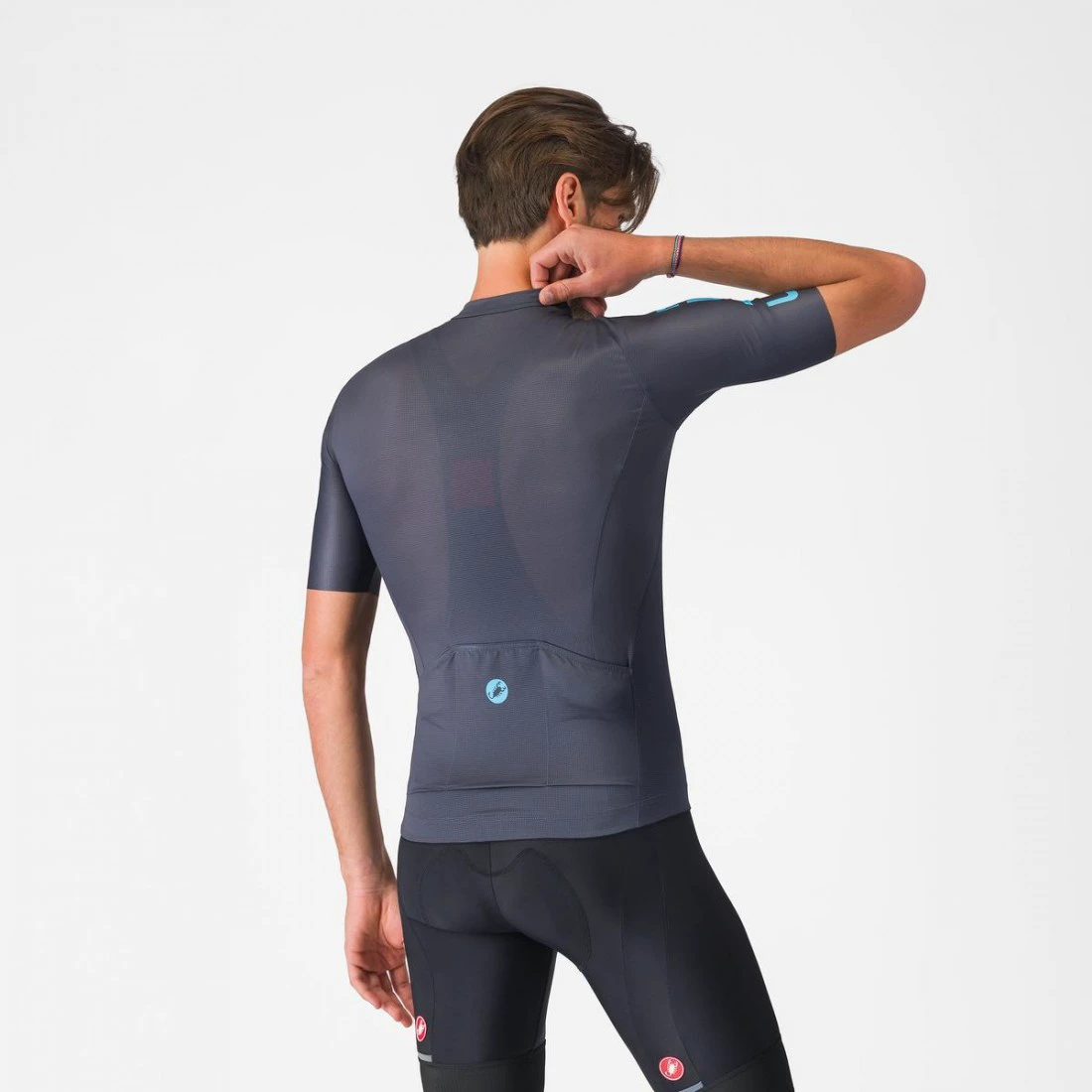 2. Tricou cu maneca scurta Castelli Entrata Apex, pentru barbati, albastru neon/albastru inchis M
