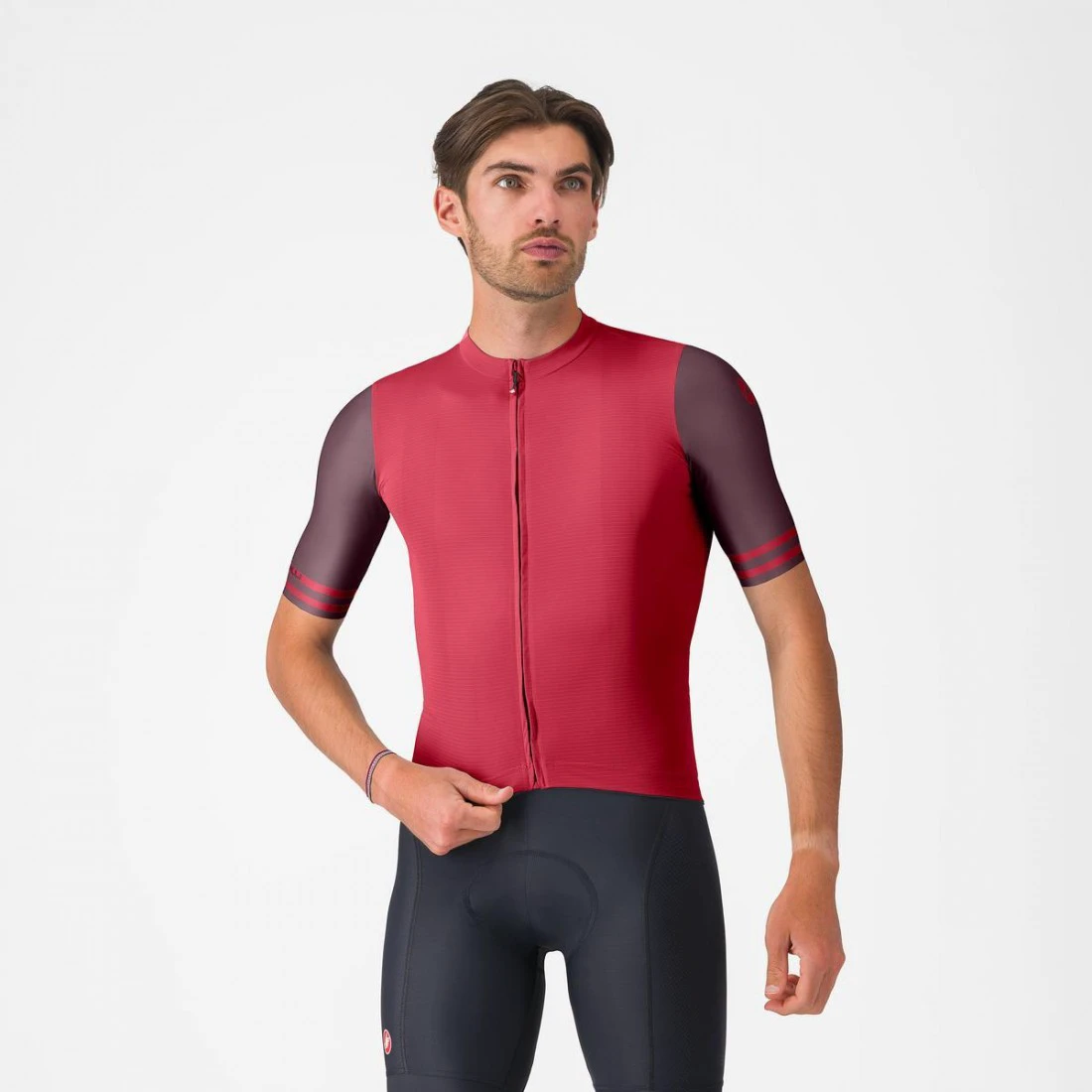 1. Tricou cu maneca scurta Castelli Prologo Lite 2, pentru barbati, rosu/bordo XXL