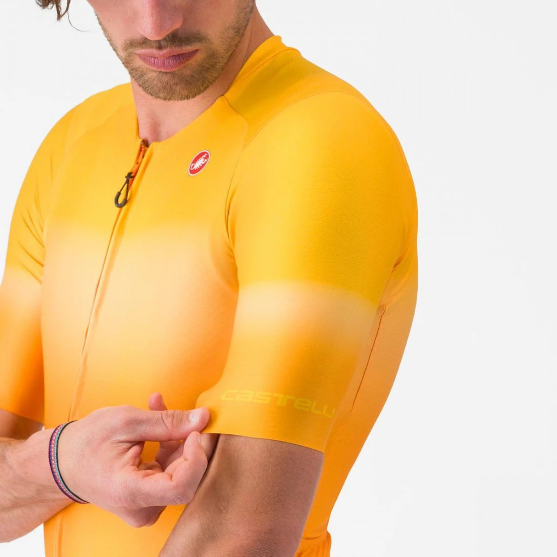 8. Tricou cu maneca scurta Castelli UPF, pentru barbati, portocaliu aprins, L