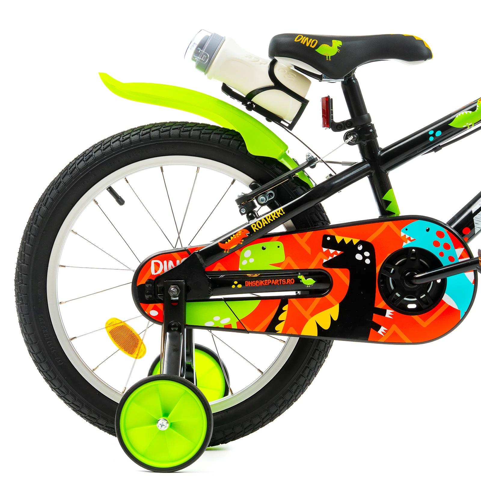 6. Bicicleta Copii DHS Dino - 18 Inch, Negru Reambalat