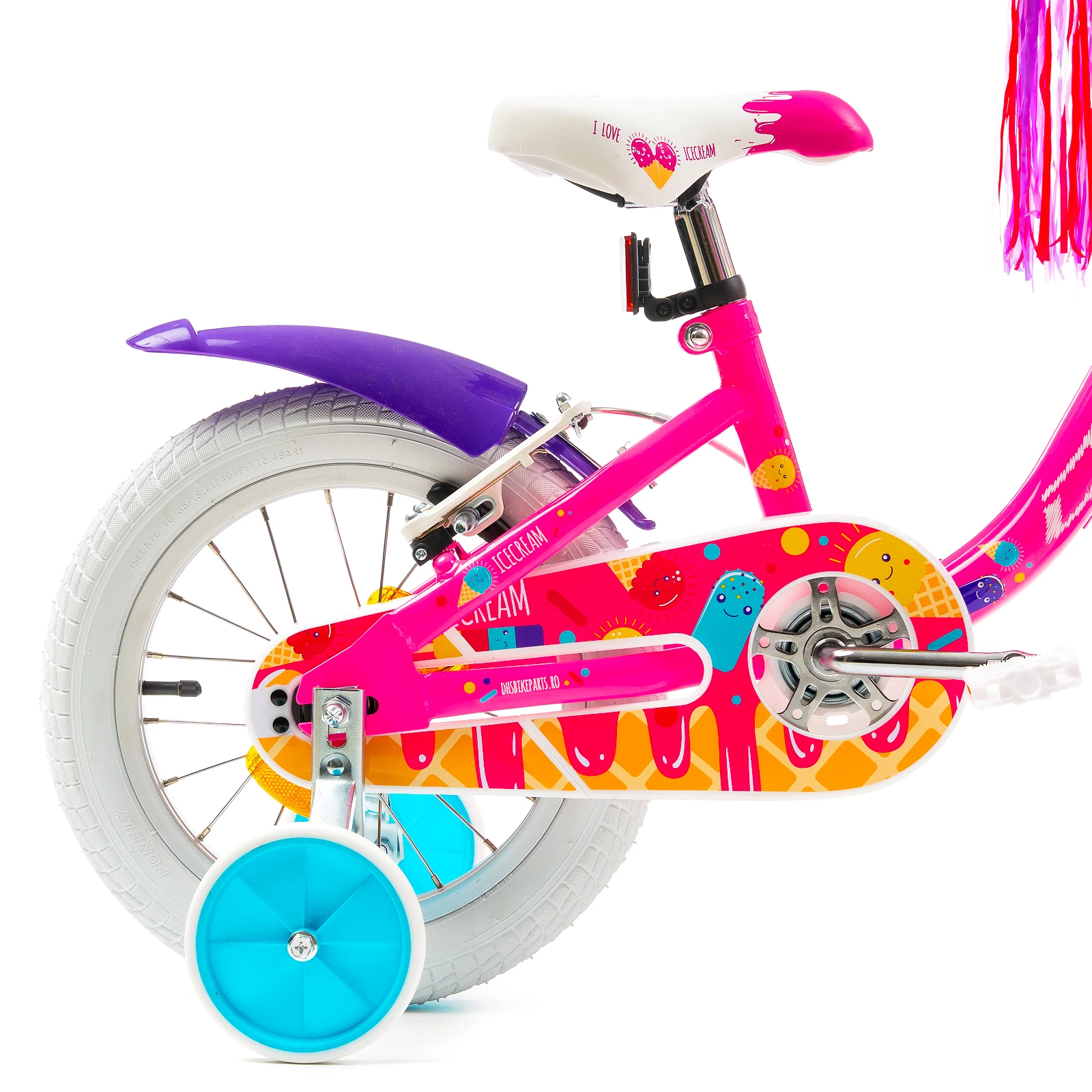 5. Bicicleta Copii DHS Icecream - 16 Inch, Roz Reambalat