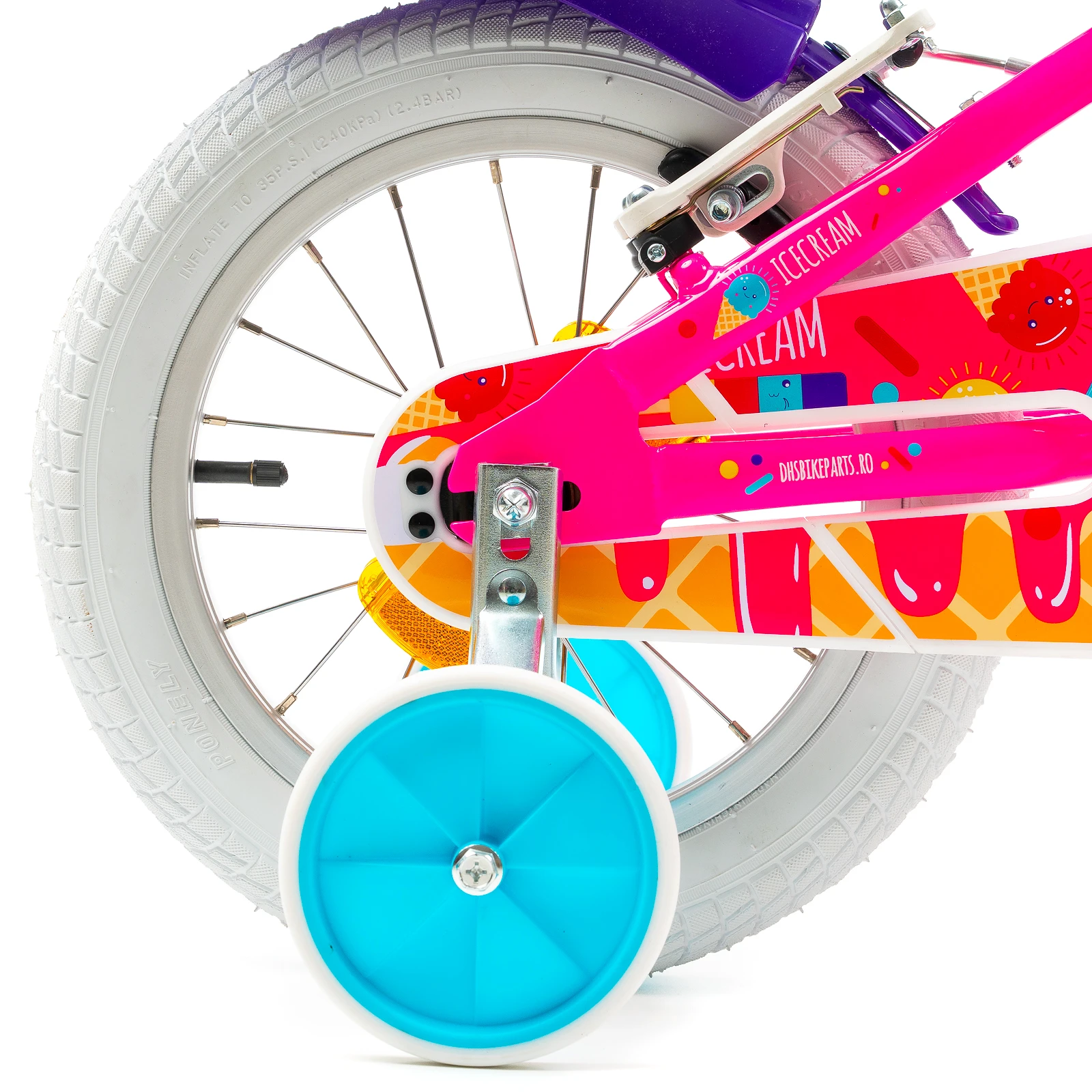 7. Bicicleta Copii DHS Icecream - 16 Inch, Roz Reambalat