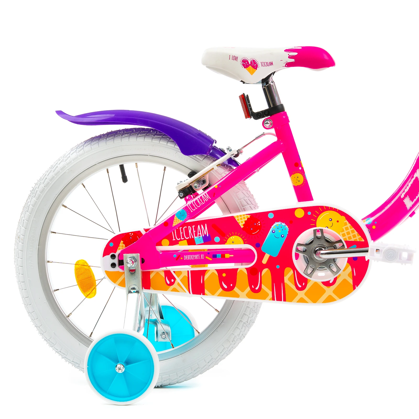 5. Bicicleta Copii DHS Icecream - 18 Inch, Roz Reambalat