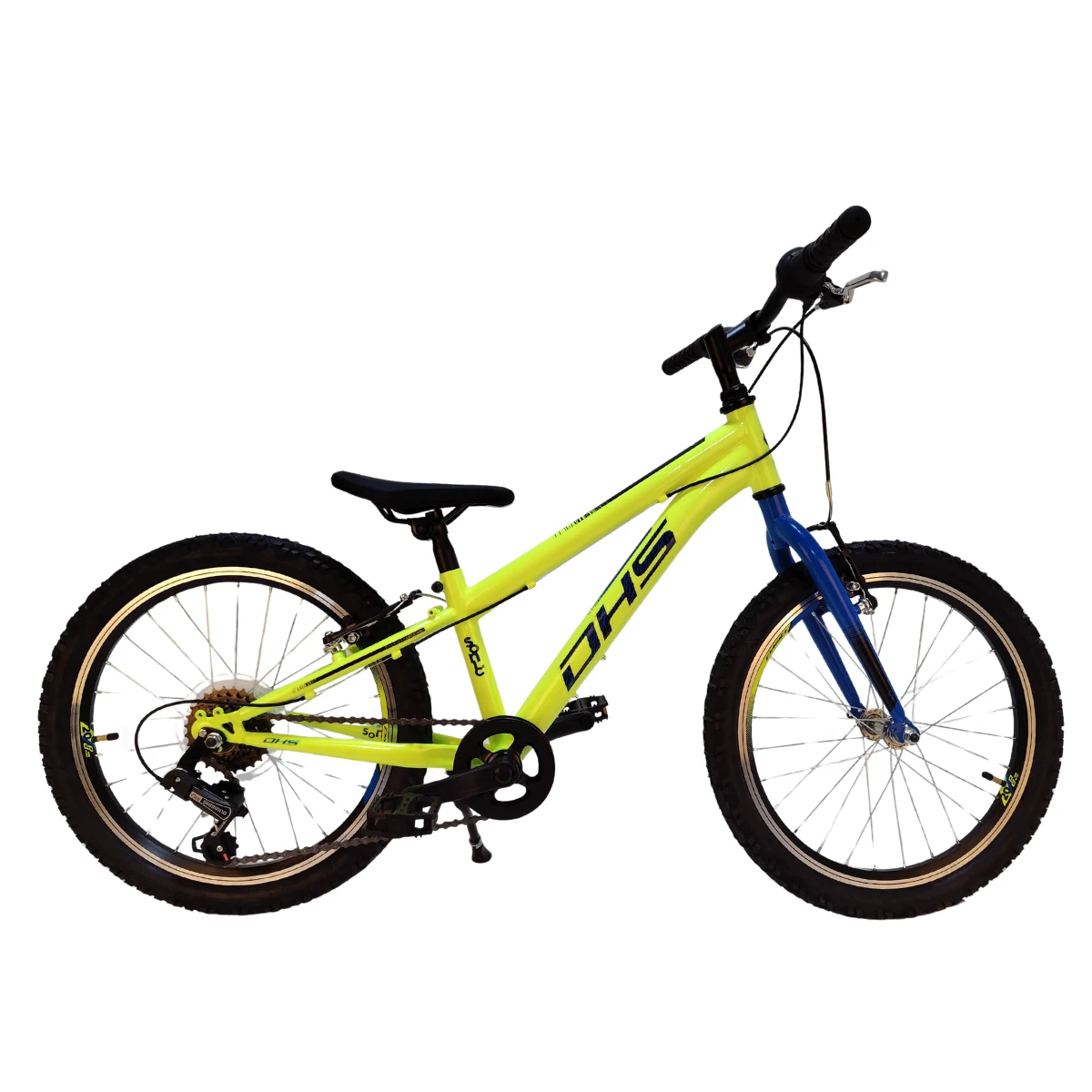 1. Bicicleta Copii DHS Sonic - 20 inch, Galben-Albastru Reambalat