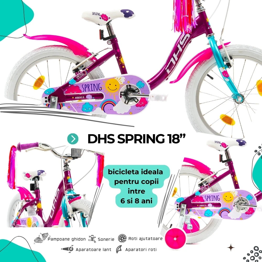 4. Bicicleta Copii DHS Spring - 18 Inch, Mov Reambalat