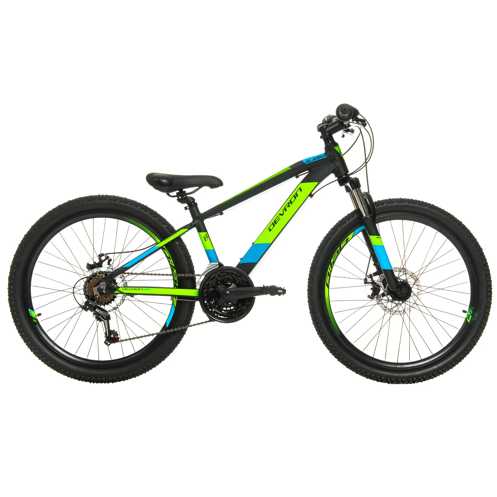 1. Bicicleta Copii Devron Alaska - 24 Inch, Negru-Verde Reambalat