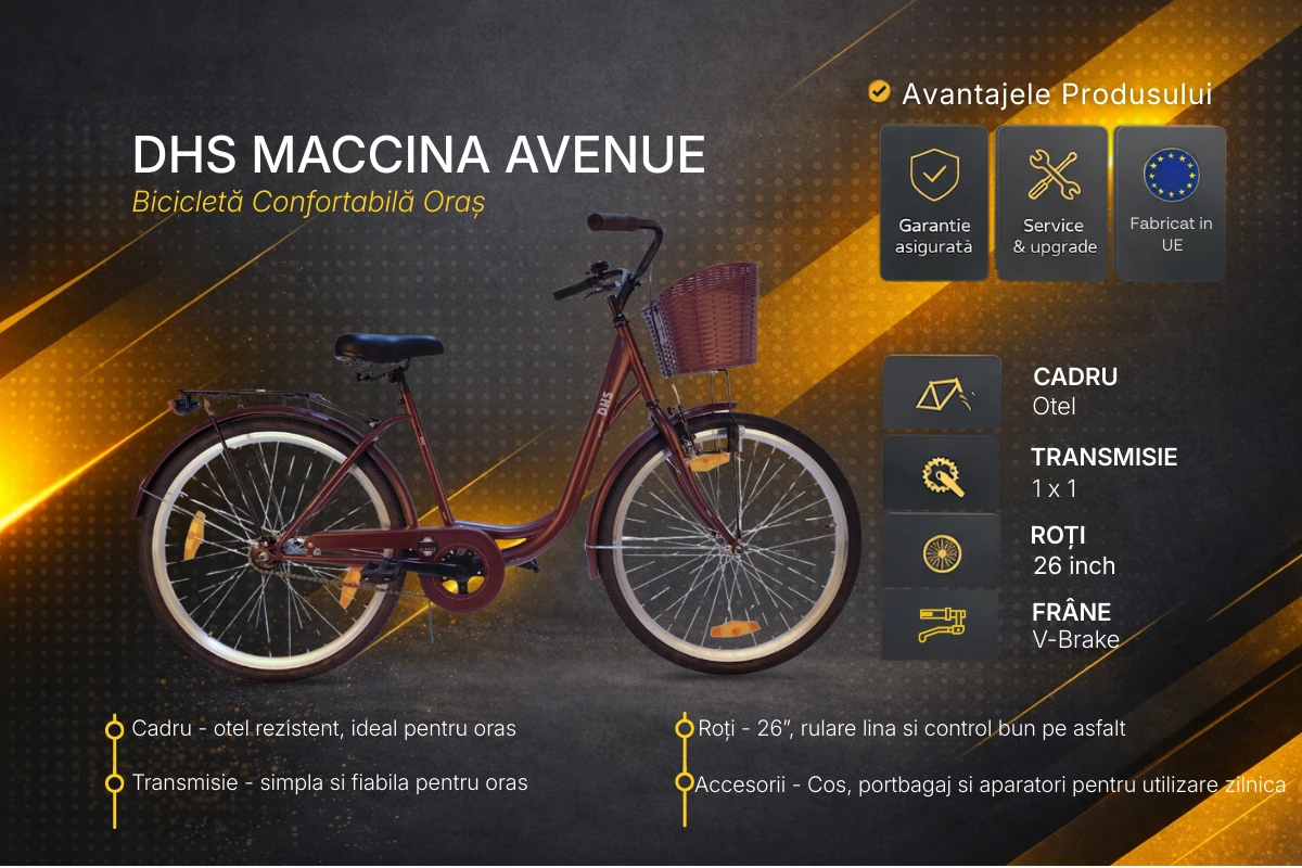 5. Bicicleta Oras DHS Maccina Avenue - 26 inch, Maro Reambalat