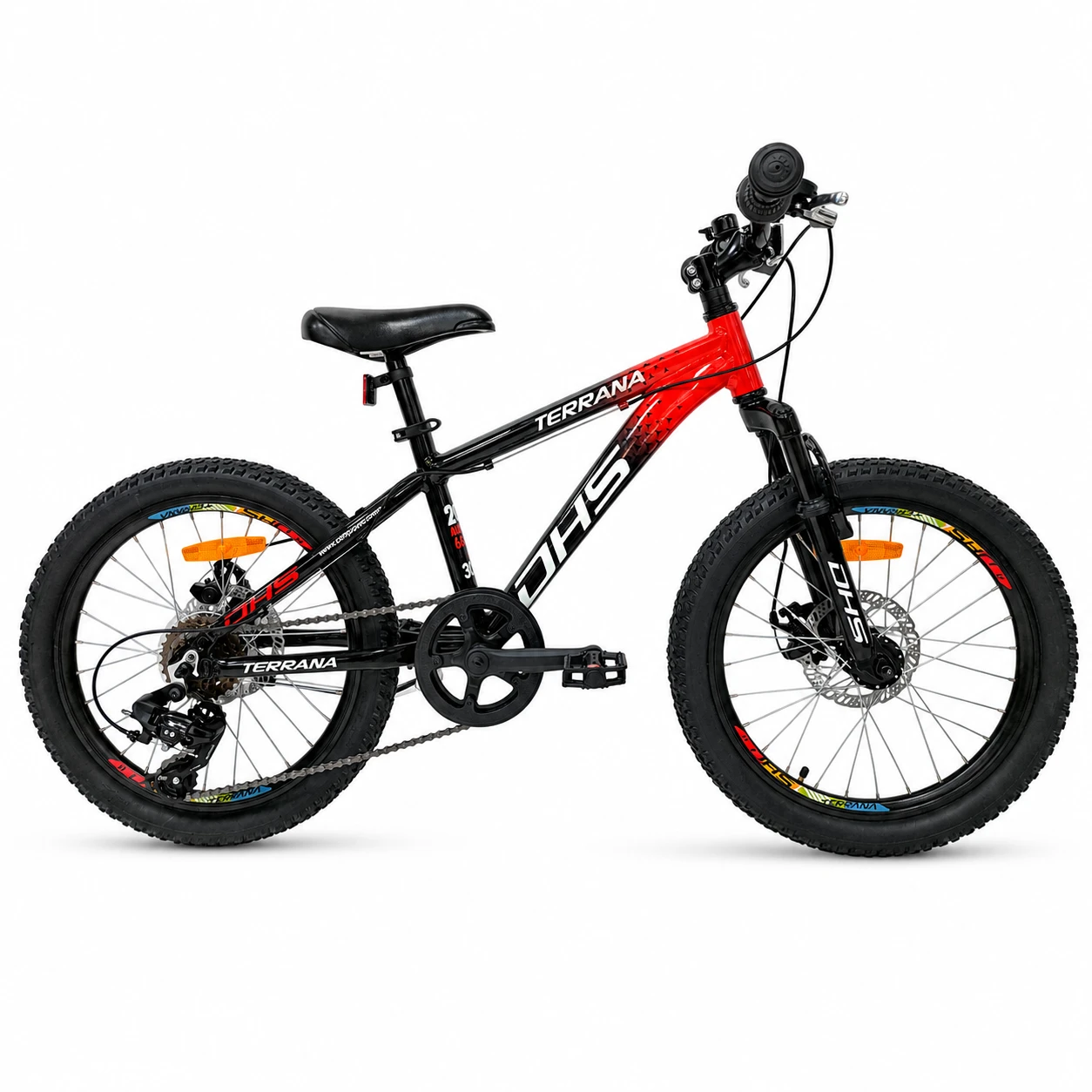 Bicicleta Copii Dhs Terrana 2023, model 2026 - 20 Inch, Rosu-Negru - 185651