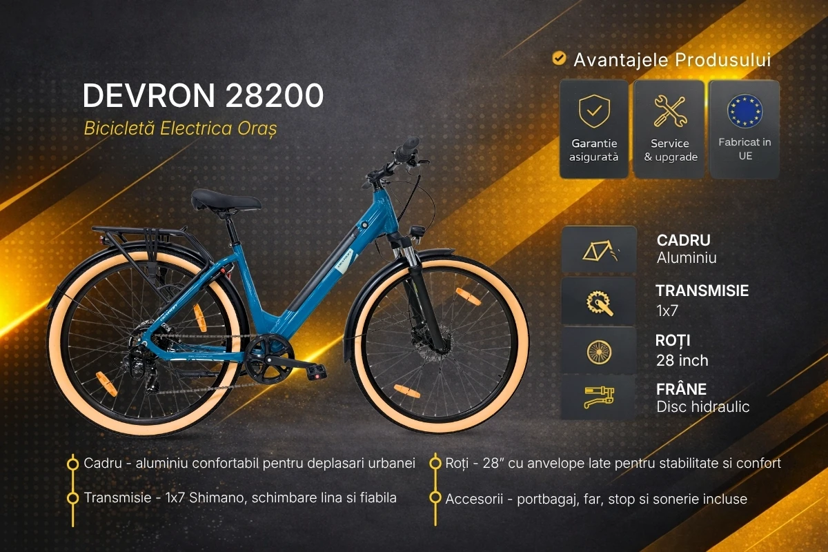 3. Bicicleta electrica Oras Devron 28200 - 28 inch, M, Albastru