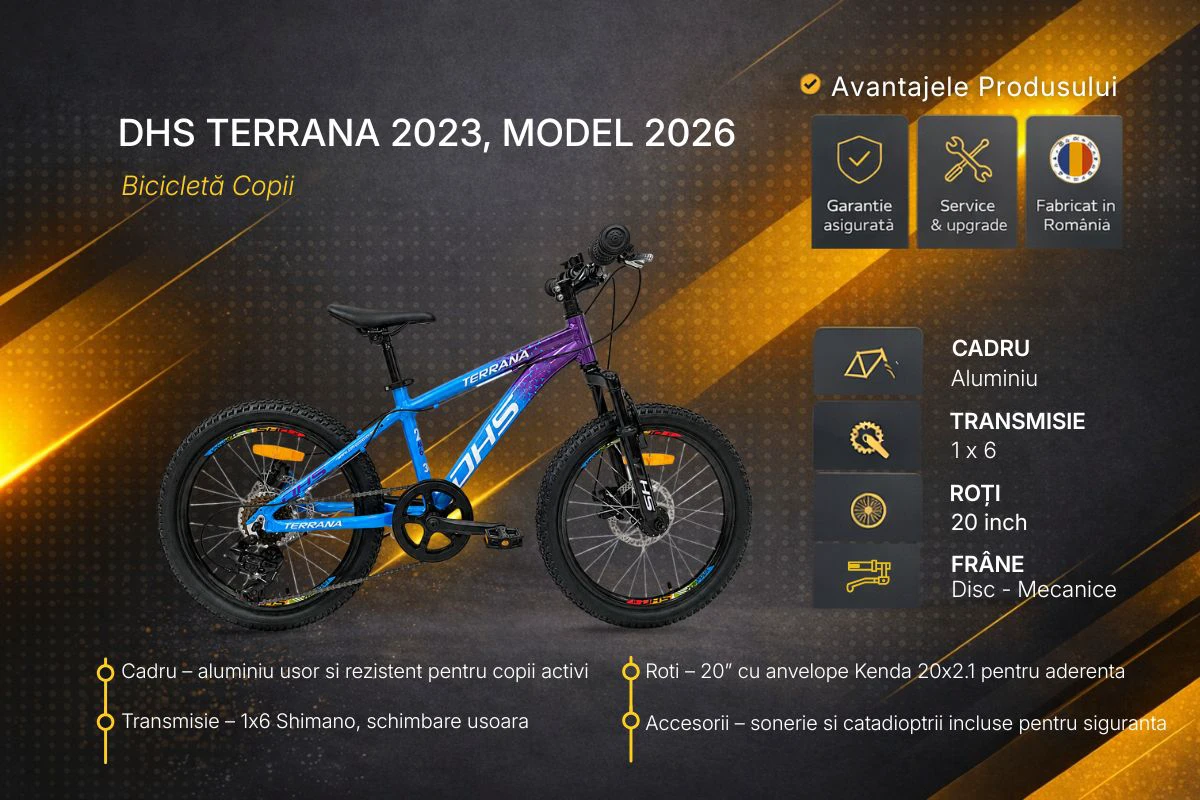 10. Bicicleta Copii Dhs Terrana 2023, model 2026 - 20 Inch, Albastru-Violet