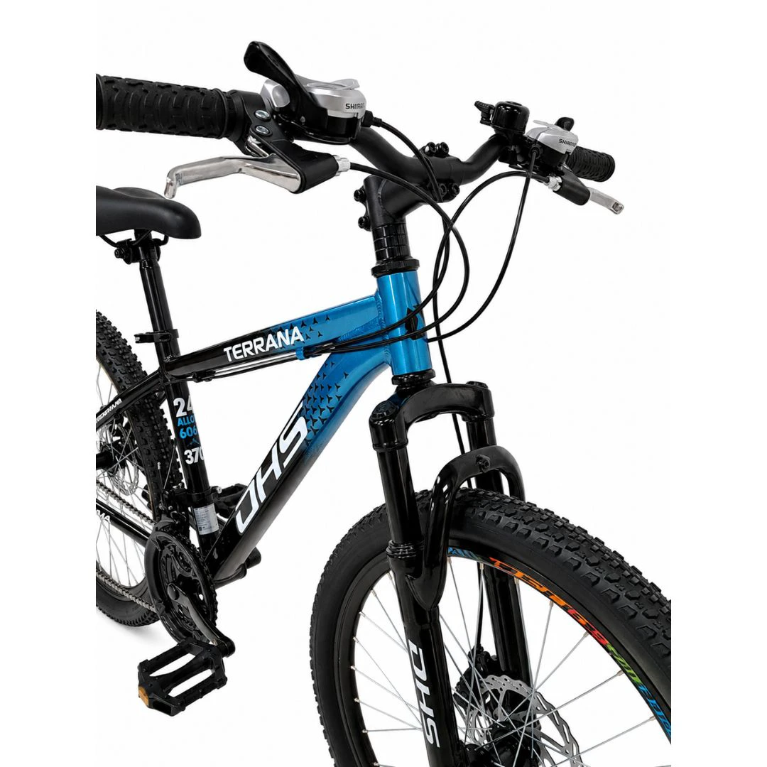 3. Bicicleta Copii Dhs Terrana 2423B, model 2026 - 24 Inch, Negru-Albastru