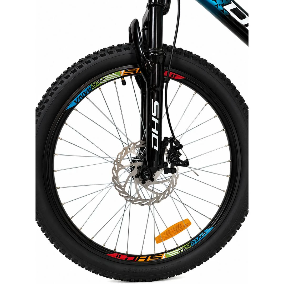 10. Bicicleta Copii Dhs Terrana 2423B, model 2026 - 24 Inch, Negru-Albastru