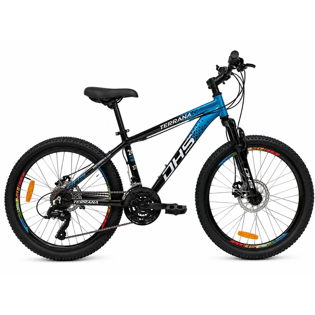 Bicicleta Copii Dhs Terrana 2423B, model 2026 - 24 Inch, Negru-Albastru - 225405