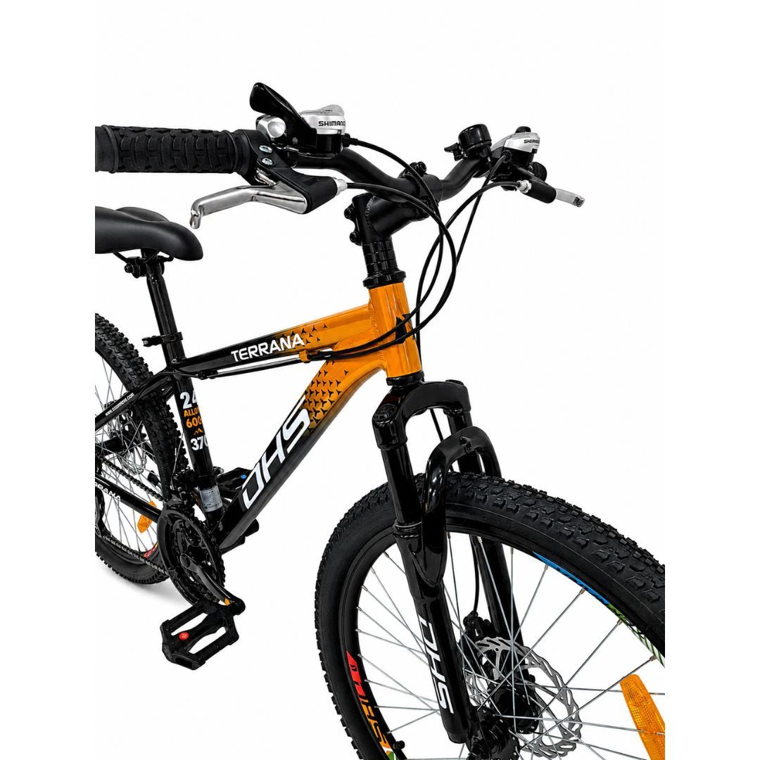 3. Bicicleta Copii Dhs Terrana 2423B, model 2026 - 24 Inch, Negru-Portocaliu